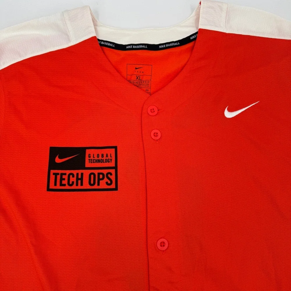 Nike Global Tech Ops Baseball Jersey Orange XL BQ5508-821‎ Nike Employee Shirt